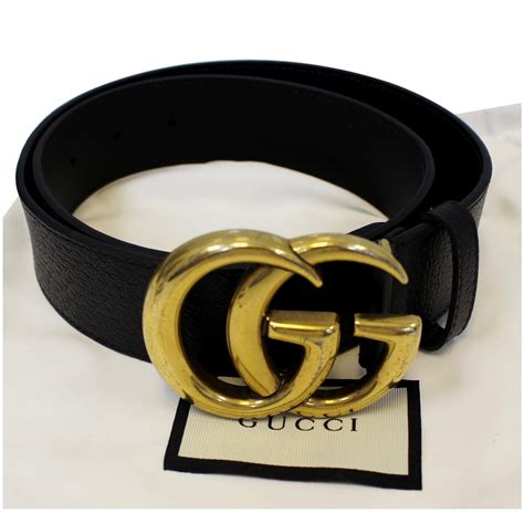 Gg buckle leather belt Gucci Black size 100 cm in Leather